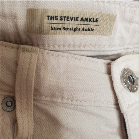 AG Adriano Goldschmied Stevie Slim Straight Ankle Jeans Cream 27R - Picture 11 of 12